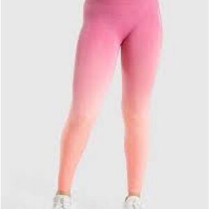 Gymshark Women's Pink and Peach Ombre Seamless Leggings XS